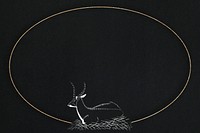 Vintage waterbuck psd frame animal art print, remix from artworks by Samuel Jessurun de Mesquita