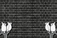 Vintage black brick wall cockatoos background, remix from artworks by Samuel Jessurun de Mesquita