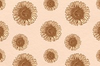 Vintage sunflower psd patterned background illustration, remix from artworks by Samuel Jessurun de Mesquita