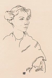 Lilly Steiner (1918) by Egon Schiele. Original female line art drawing from The MET museum. Digitally enhanced by rawpixel.