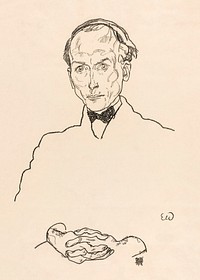 Dr. Ernst Wagner (1918) by <a href="https://www.rawpixel.com/search/Egon%20Schiele?sort=curated&amp;freecc0=1&amp;page=1">Egon Schiele</a>. Original male line art drawing from The MET museum. Digitally enhanced by rawpixel.