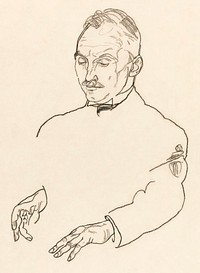 Dr. Koller (1918) by <a href="https://www.rawpixel.com/search/Egon%20Schiele?sort=curated&amp;freecc0=1&amp;page=1">Egon Schiele</a>. Original male line art drawing from The MET museum. Digitally enhanced by rawpixel.