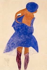 Standing Girl, Back View (1908) by Egon Schiele. Original female painting from The MET museum. Digitally enhanced by rawpixel.