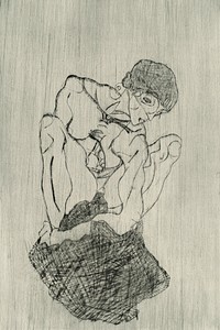 Das Graphische Werk von Egon Schiele (1971) by <a href="https://www.rawpixel.com/search/Egon%20Schiele?sort=curated&amp;freecc0=1&amp;page=1">Egon Schiele</a>. Original female line art drawing from The MET museum. Digitally enhanced by rawpixel.