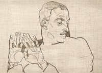 Portrait of Arthur Roessler (1914) by <a href="https://www.rawpixel.com/search/Egon%20Schiele?sort=curated&amp;freecc0=1&amp;page=1">Egon Schiele</a>. Original male line art drawing from The MET museum. Digitally enhanced by rawpixel.