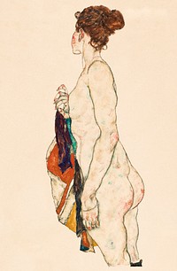 Standing nude woman psd remixed from the artworks of Egon Schiele.