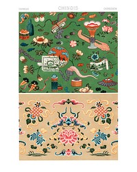 Vintage Chinese ornaments illustration wall art print and poster. Original by Albert Racinet, digitally enhanced by rawpixel. 