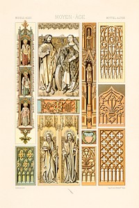 Middle-Ages pattern. Digitally enhanced from our own original 1888 edition from L'ornement Polychrome by Albert Racine (1825–1893).