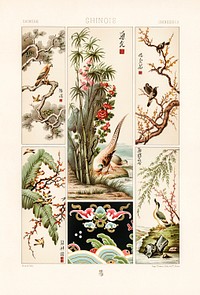 Chinese pattern. Digitally enhanced from our own original 1888 edition from L'ornement Polychrome by Albert Racine (1825–1893).