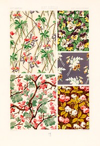 19th Century flower pattern. Digitally enhanced from our own original 1888 edition from L'ornement Polychrome by Albert Racine (1825–1893).