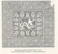 Pompeiian decorative design. Digitally enhanced from our own original 1888 edition from L'ornement Polychrome by Albert Racine (1825–1893).
