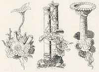 Chinese decorative elements. Digitally enhanced from our own original 1888 edition from L'ornement Polychrome by Albert Racine (1825–1893).