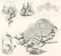 Antique Chinese illustrations. Digitally enhanced from our own original 1888 edition from L'ornement Polychrome by Albert Racine (1825–1893).