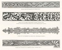 Ornate border Illustrations. Digitally enhanced from our own original 1888 edition from L'ornement Polychrome by Albert Racine (1825–1893).