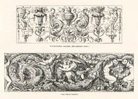 17th-century ornamental designs. Digitally enhanced from our own original 1888 edition from L'ornement Polychrome by Albert Racine (1825–1893).