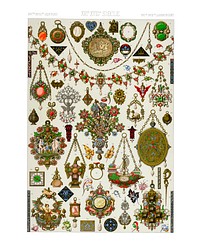 Vintage ornaments illustration wall art print and poster.