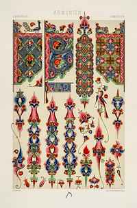 Armenian pattern. Digitally enhanced from our own original 1888 edition from L'ornement Polychrome by Albert Racine (1825–1893).