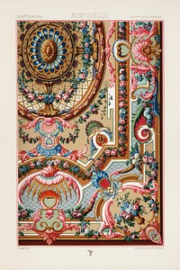 18th Century pattern. Digitally enhanced from our own original 1888 edition from L'ornement Polychrome by Albert Racine (1825–1893).
