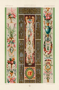 18th Century pattern. Digitally enhanced from our own original 1888 edition from L'ornement Polychrome by Albert Racine (1825–1893).