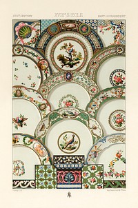 18th Century pattern. Digitally enhanced from our own original 1888 edition from L'ornement Polychrome by Albert Racine (1825–1893).