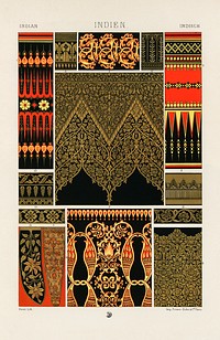 Indian pattern. Digitally enhanced from our own original 1888 edition from L'ornement Polychrome by Albert Racine (1825–1893).