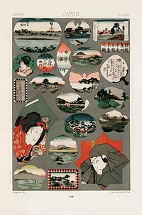 Japan pattern. Digitally enhanced from our own original 1888 edition from L'ornement Polychrome by Albert Racine (1825–1893).