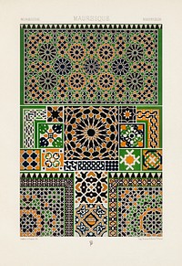 Moresque pattern. Digitally enhanced from our own original 1888 edition from L'ornement Polychrome by Albert Racine (1825–1893).