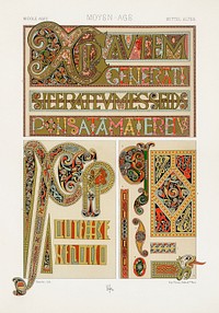 Middle-Ages pattern. Digitally enhanced from our own original 1888 edition from L'ornement Polychrome by Albert Racine (1825–1893).