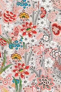 Antique blooming flowers red floral pattern background image