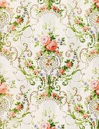 Rococo floral wallpaper (ca. 1890&ndash;1900) pattern in high resolution. Original from The Smithsonian. Digitally enhanced by rawpixel.