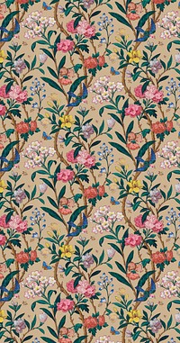 Birds, butterflies and bees among various blossoms (ca. 1850–1860) wallpaper in high resolution. Original from The Smithsonian. Digitally enhanced by rawpixel.