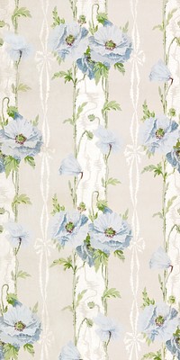 Blue poppies wallpaper (1860) in high resolution by Frederick Beck &amp; Co. Original from The Smithsonian. Digitally enhanced by rawpixel.