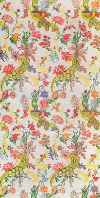 Vintage floral wallpaper from the late 17th&ndash;early 18th century in high resolution. Original from The Smithsonian. Digitally enhanced by rawpixel.