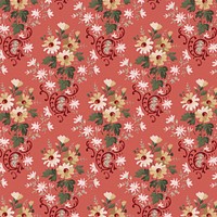 Psd vintage blooming red flowers pattern background