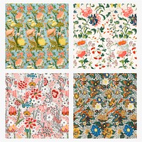 Vintage floral pattern wallpaper vector set