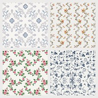 Vintage psd floral pattern background set