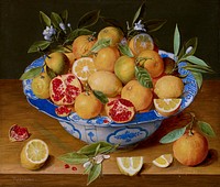 Still Life with Lemons, Oranges, and a Pomegranate (1620–1640) painting in high resolution by Jacob van Hulsdonck. Original from Getty Museum. Digitally enhanced by rawpixel.