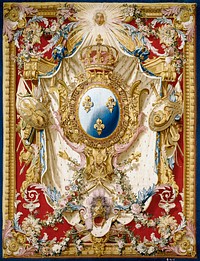 Tapestry: Portière aux Armes de France in high resolution by Etienne-Claude Le Blond (1700-1751). Original from Getty Museum. Digitally enhanced by rawpixel.