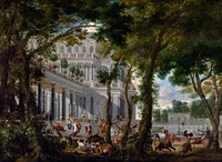 Ulysses at the Palace of Circe (1667) painting in high resolution by Wilhelm Schubert van Ehrenberg. Original from Getty Museum. Digitally enhanced by rawpixel.