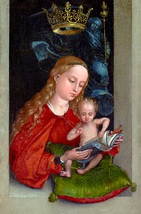 Madonna and Child in a Window (1485-1490) painting in high resolution by Martin Schongauer. Original from Getty Museum. Digitally enhanced by rawpixel.