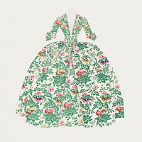 Vintage psd green floral dress, remixed from artworks by Julie C. Brush