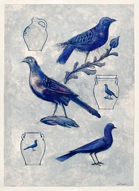 Bird Decorations for Stoneware (1935-1942) by Charles Caseau. Original from The National Gallery of Art. Digitally enhanced by rawpixel.