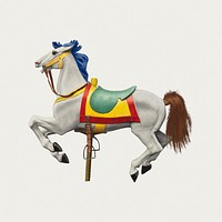 Carousel horse psd illustration, remixed from artworks by unknown American 20th Century artist