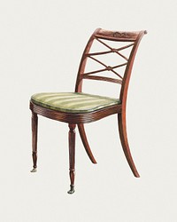 Vintage side chair psd illustration, remixed from the artwork by Ferdinand Cartier