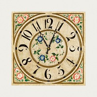 Vintage clock face psd illustration, remixed from the artwork by Gene Luedke