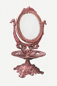 Vintage pink mirror illustration, remixed from the artwork by Samuel O. Klein