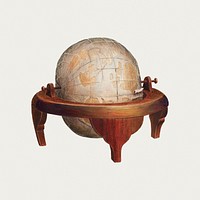 Vintage globe psd illustration, remixed from the artwork by Edward L. Loper