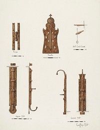 Hardware Details (of doors) (ca. 1940) by Geoffrey Holt. Original from The National Gallery of Art. Digitally enhanced by rawpixel.