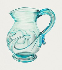 Blue vintage pitcher psd illustration, remixed from the artwork by S. Brodsky