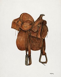 Leather Saddle (ca. 1940) by William McAuley. Original from The National Gallery of Art. Digitally enhanced by rawpixel.